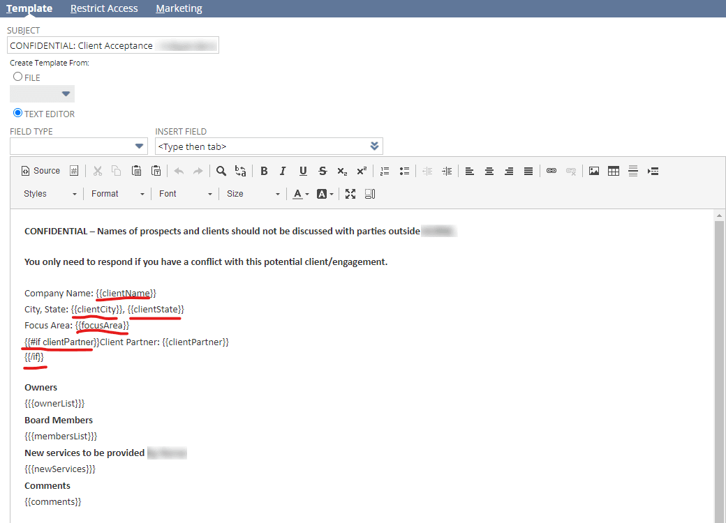 Email template handlebar example.