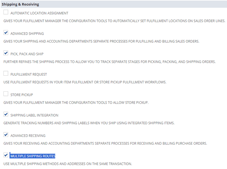 Shipping receiving multiple shipping method.