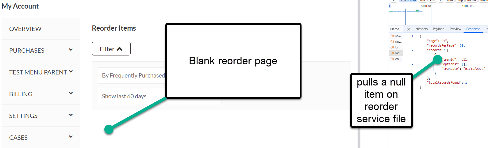 SuiteCommerce MyAccount reorder items blank.