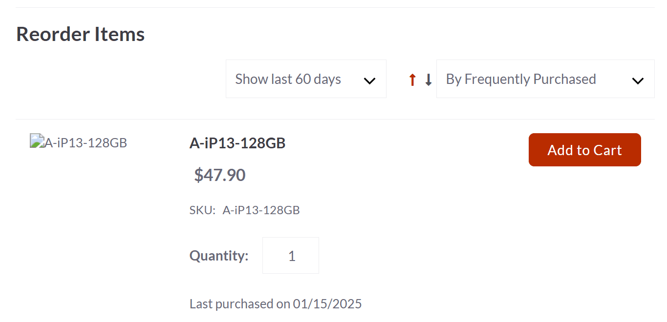SuiteCommerce page reorder items.