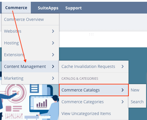 Commerce catalogs navigation.