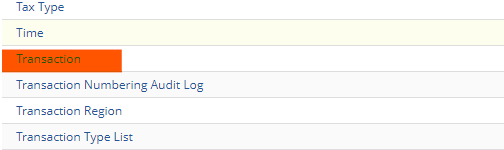 A list of titles with the Transaction tab highlighted.