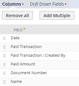 Columns tab open showing multiple configuration options.