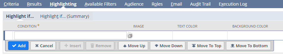 Highlighting tab with some configurations.