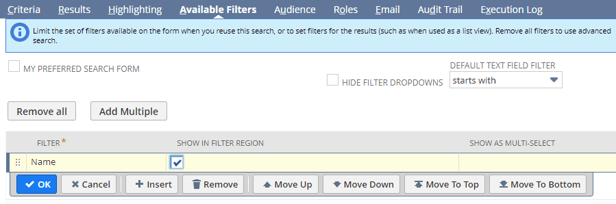 Available Filters tab open showing various configurations.