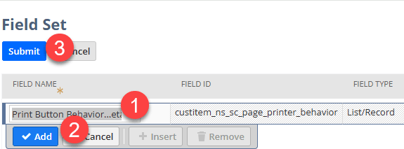 Field set field name add submit.