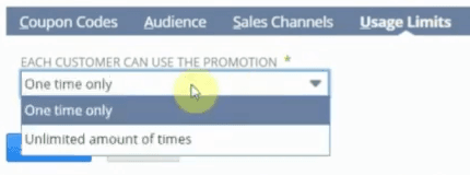 Promotion usage limits.