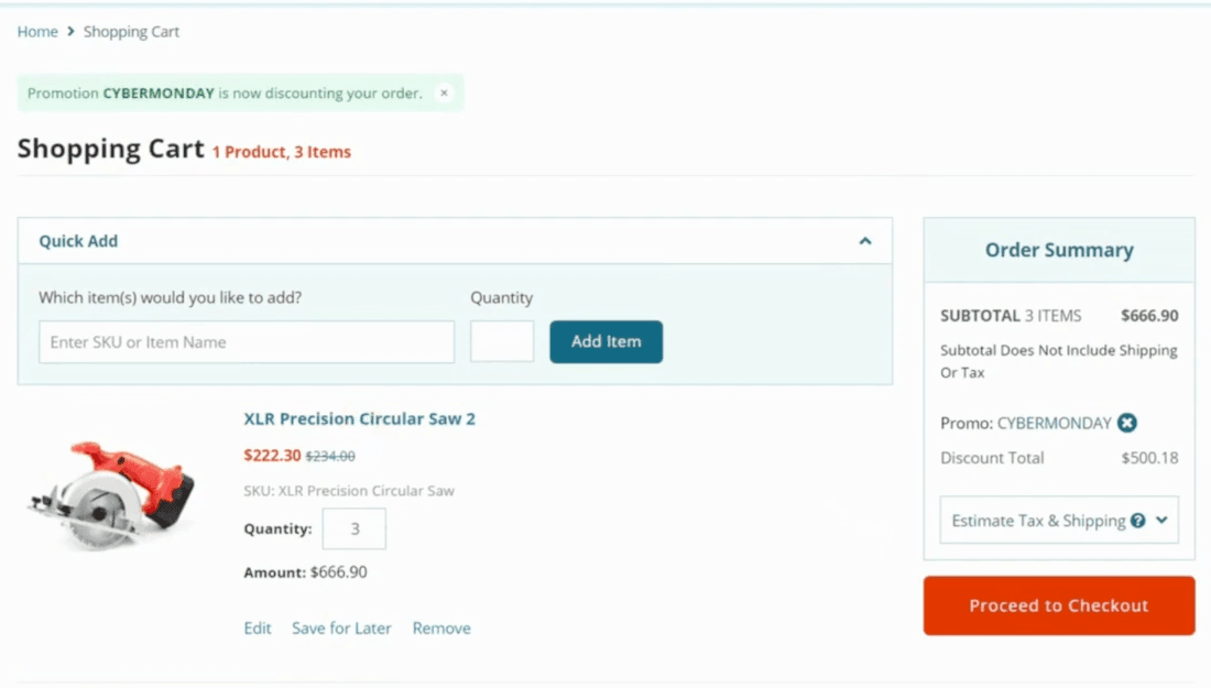 SuitePromotion order total promo code applied.