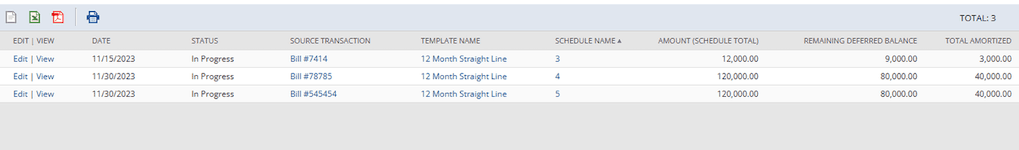 NetSuite amortization schedules.