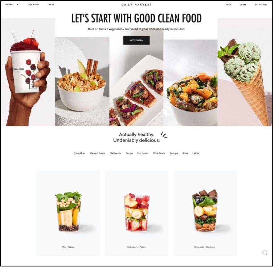 Daily Harvest good image example page.