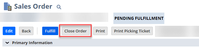 NetSuite sales order close.