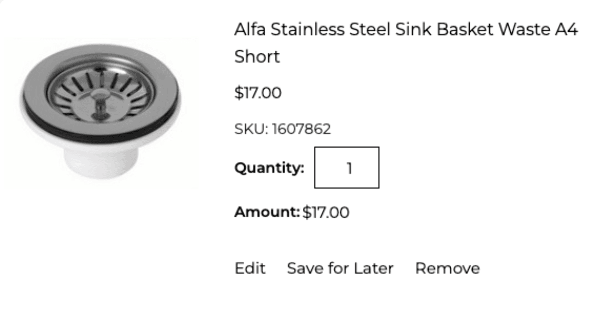 Item summary in cart includes GST.