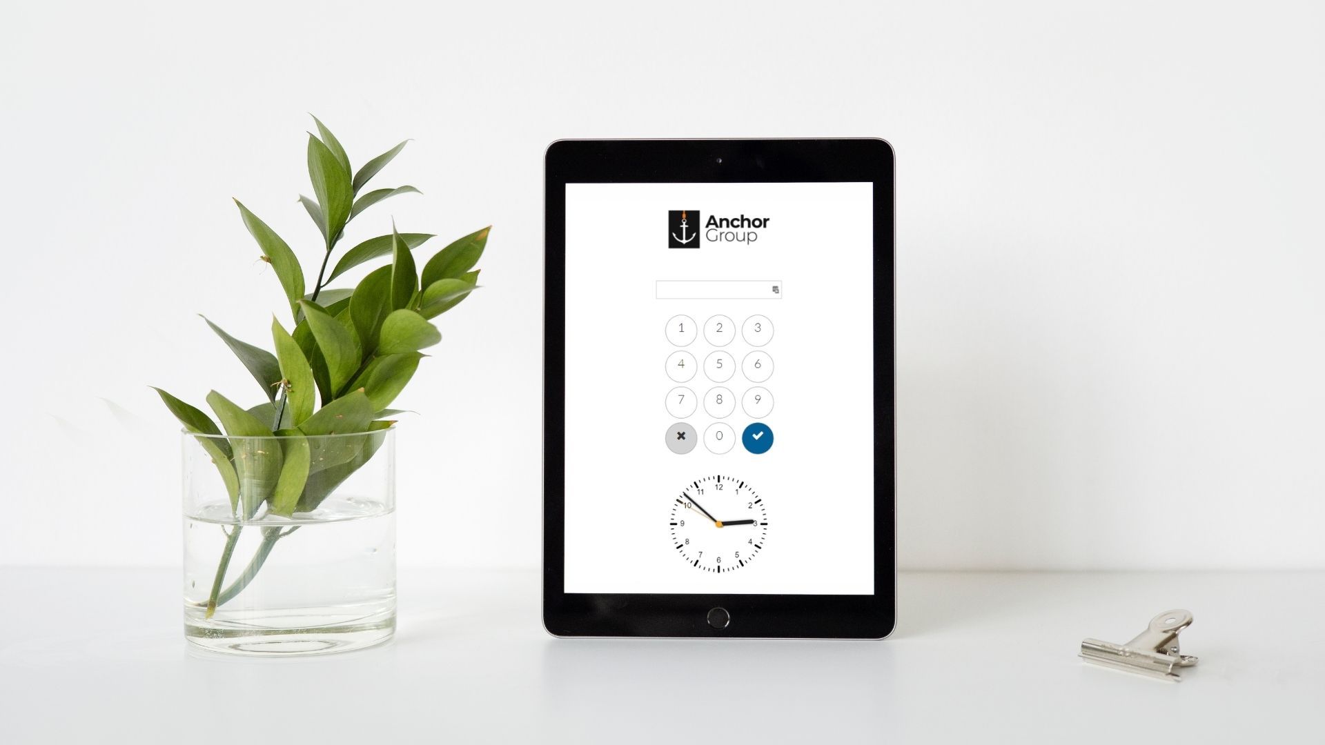 AnchorGroup timeclock solution employee login screen.