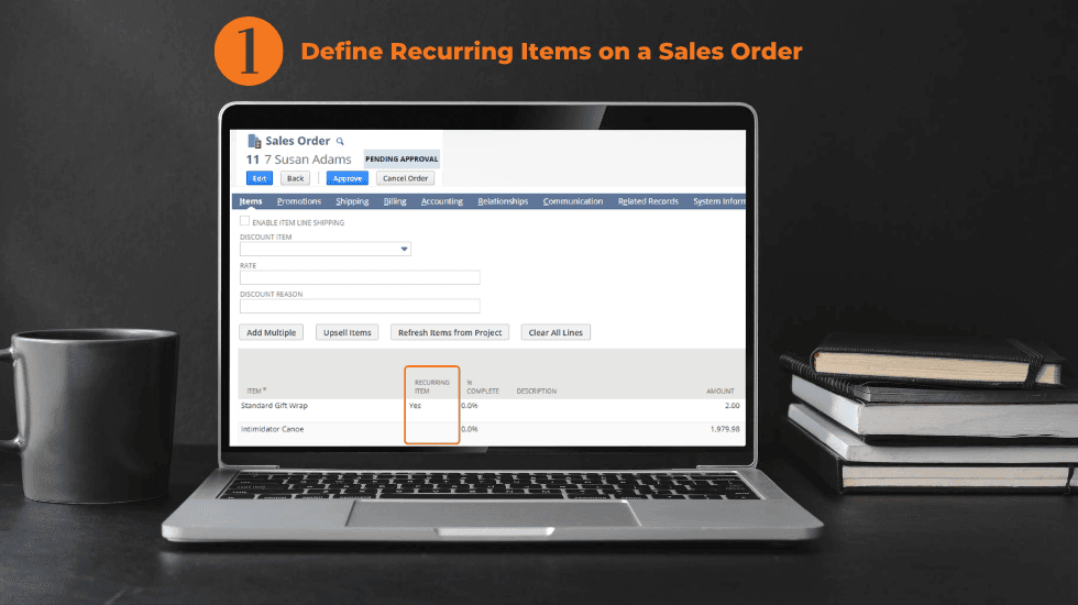 Recurring sales order step one.
