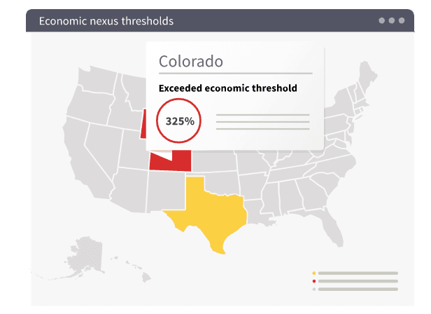 Economic nexus threshold of Colorado shown.