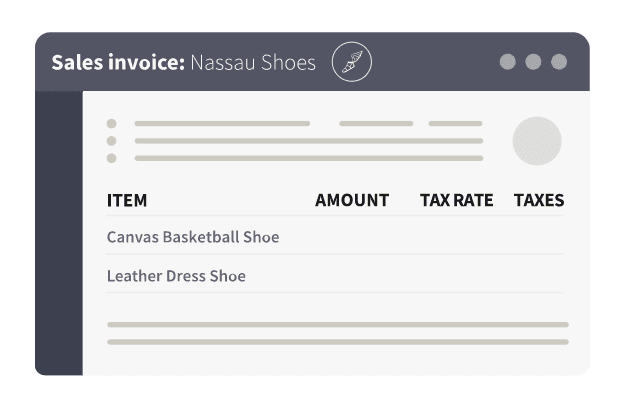 Example sales invoice for Nassau shoes.