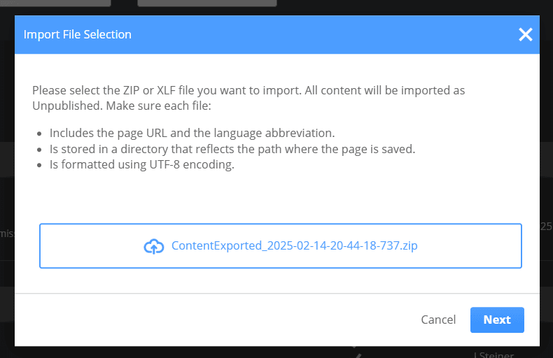 NetSuite CSV import file selection.