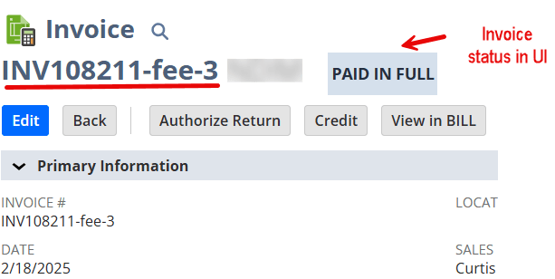 NetSuite invoice status in UI date.