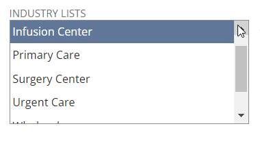 Industry lists field NetSuite.