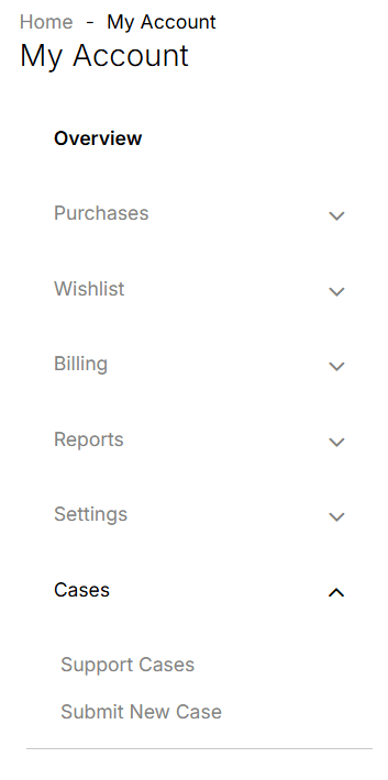 home suitecommerce my account cases