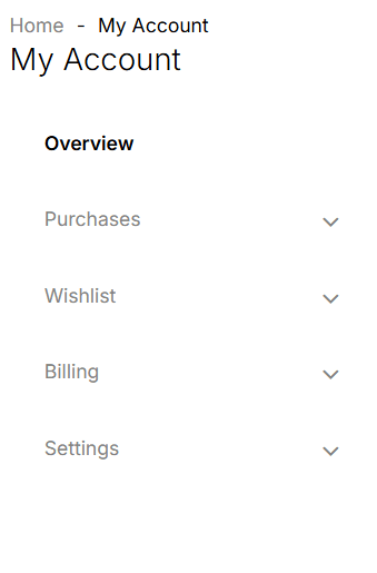 suitecommerce home my account menu