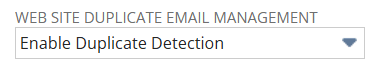 Web site duplicate email management set to enable duplicate detection.