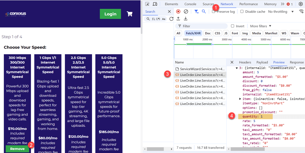 A split screen view of a webstore and HTML on the other side.