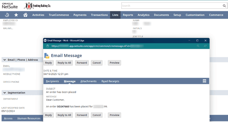 NetSuite email message screenshot FireKing case study.