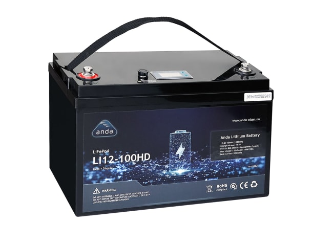 Anda Lithium Batteri 12V 100Ah Display, Heat