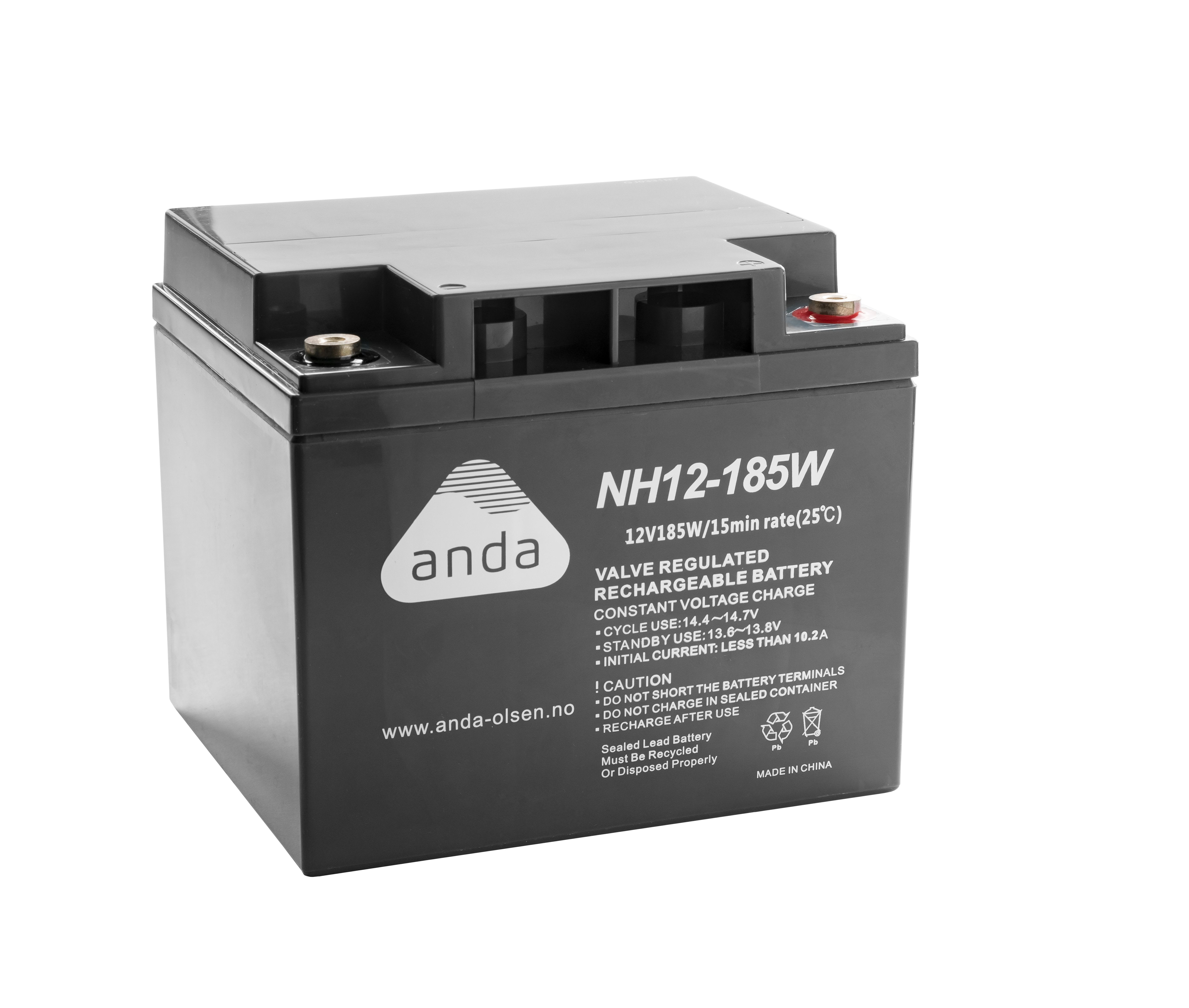 Anda AGM Batteri NH 12V 45Ah 185W Høyrate T12 Anda-Olsen