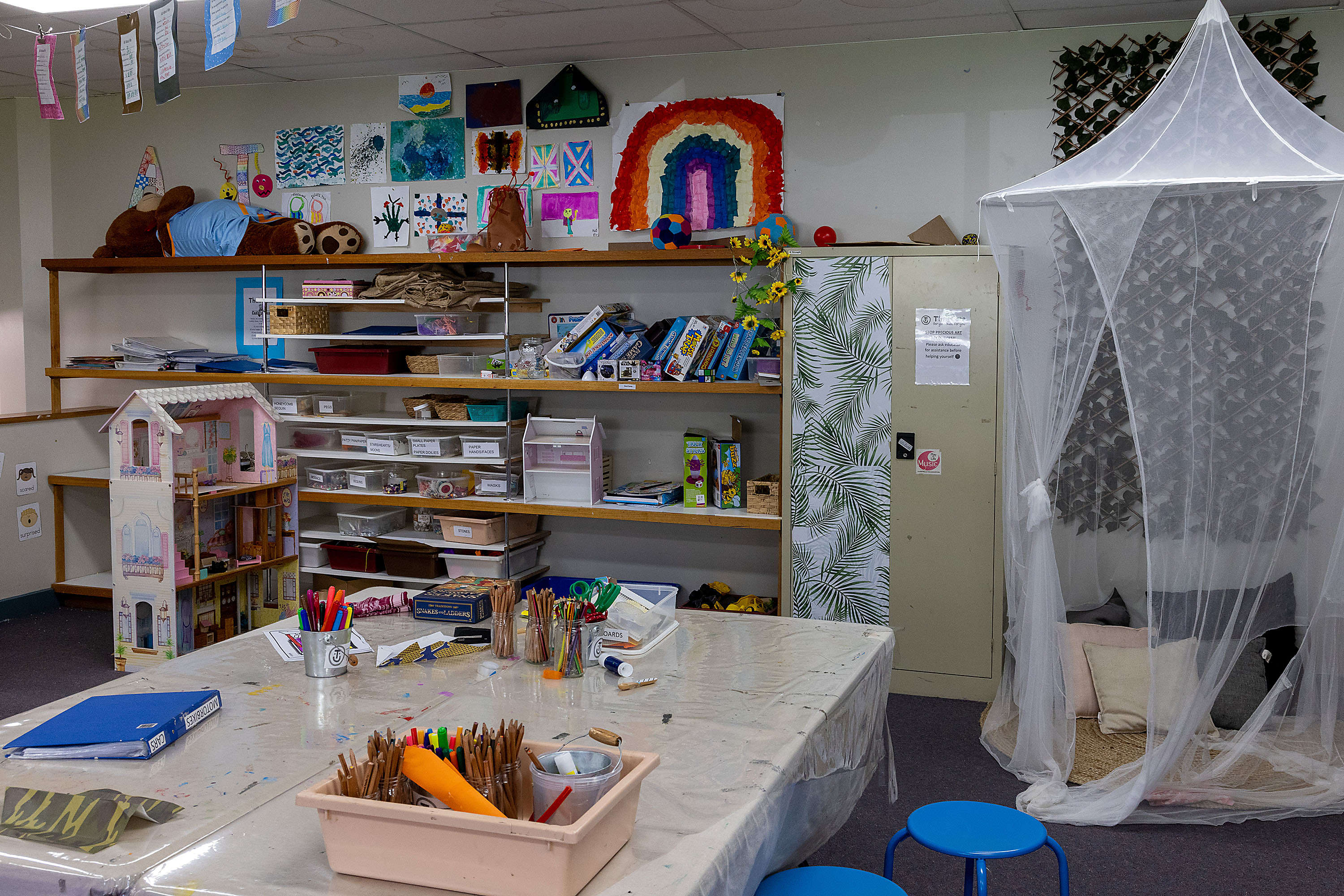 Materials and activities in the OSHC room