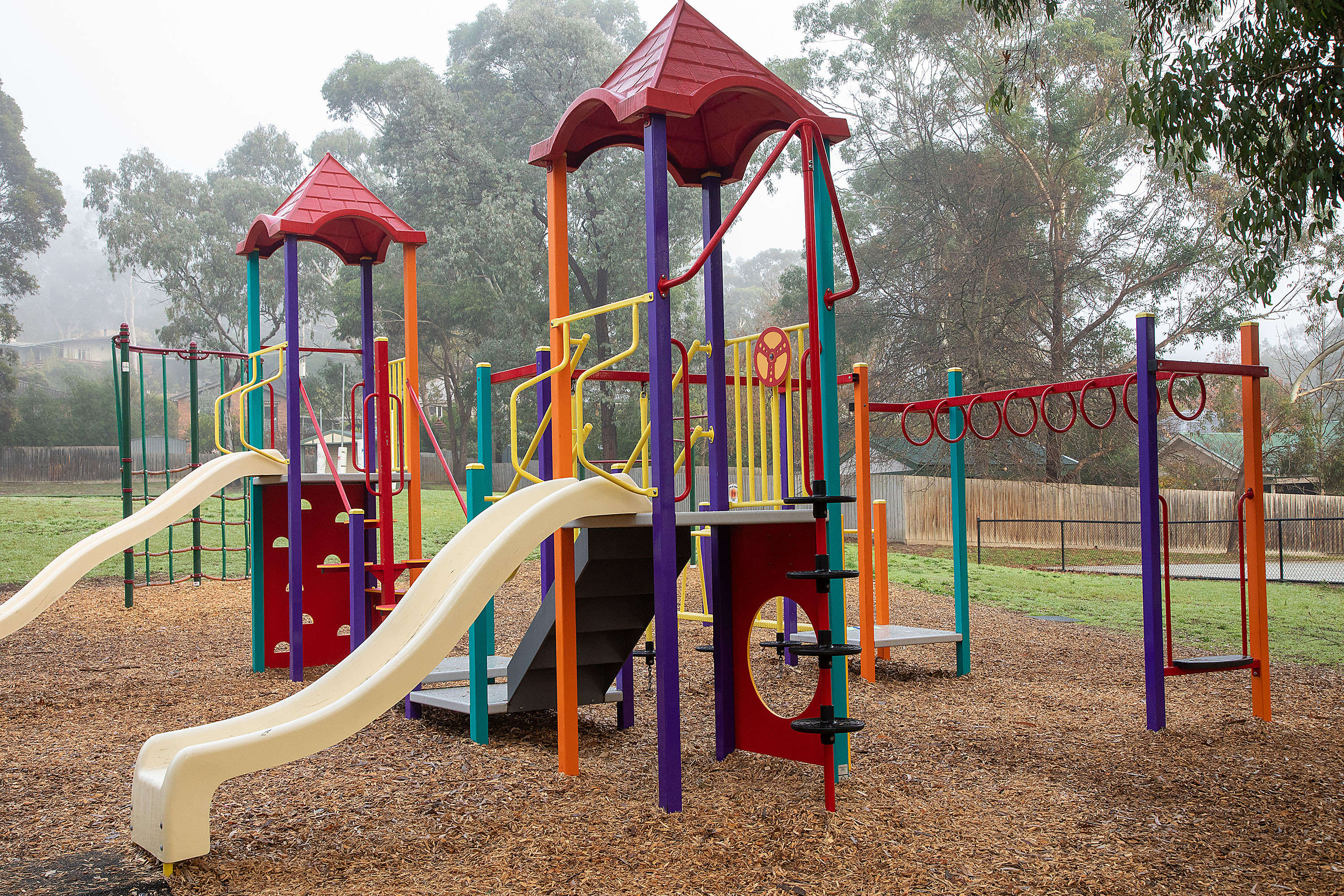 Playground slides and swinging loops