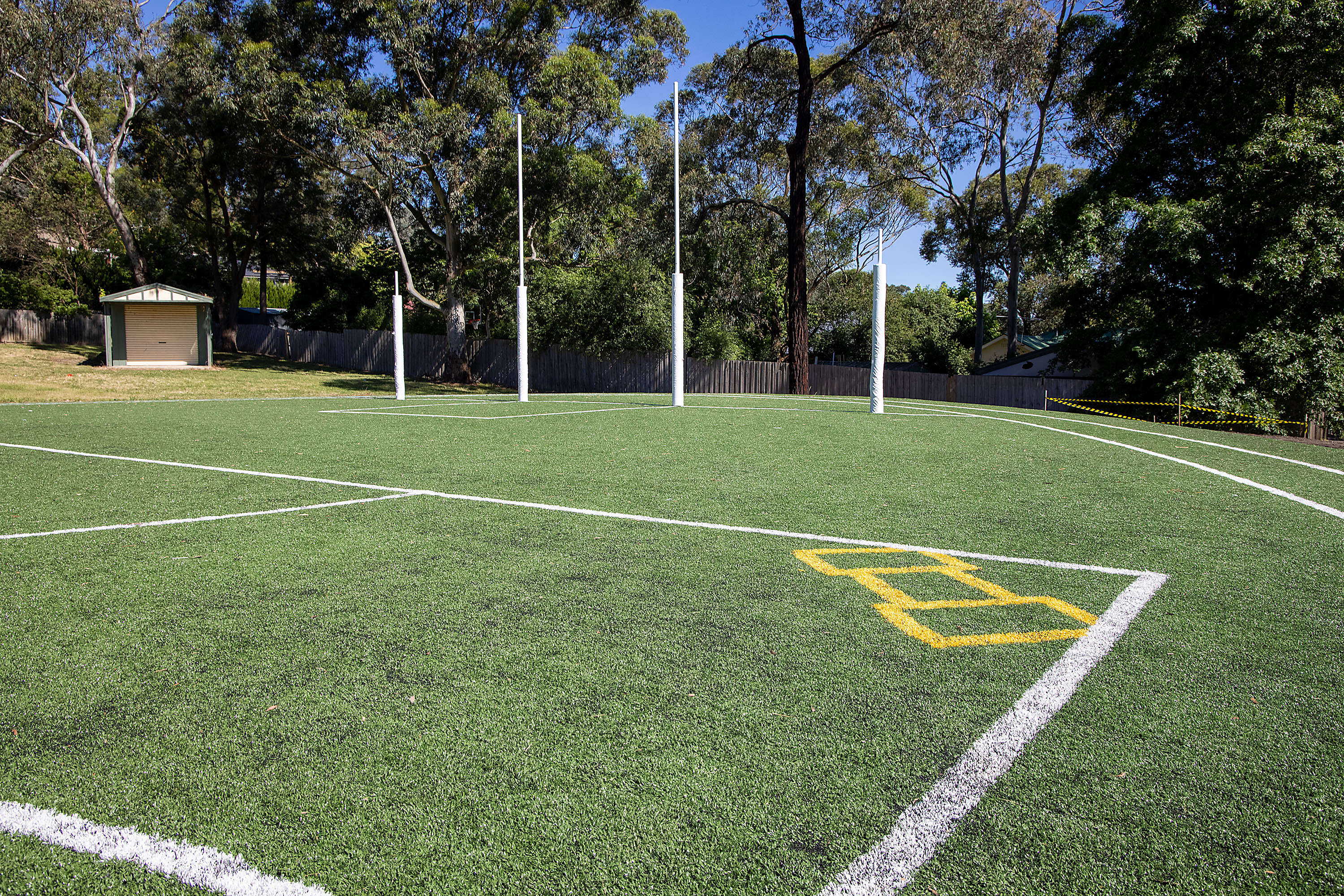 Southern goal square of oval
