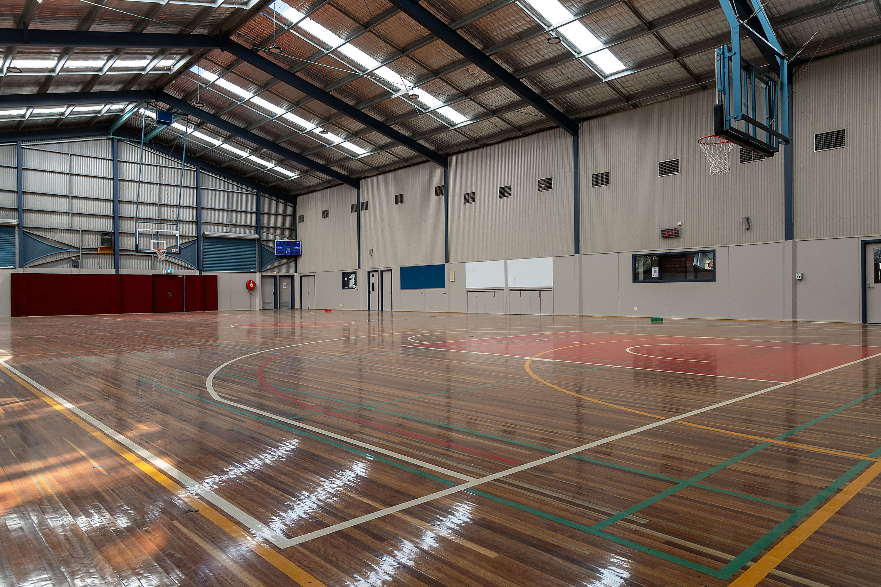 Side view of basketball court