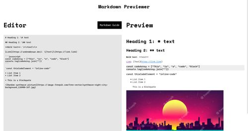 Screenshot of Markdown Previewer