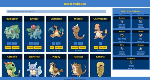 Screenshot of React Pokedex