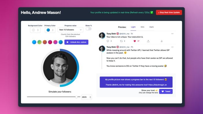 BlackMagic.so Profile Progress Bar Twitter Tool