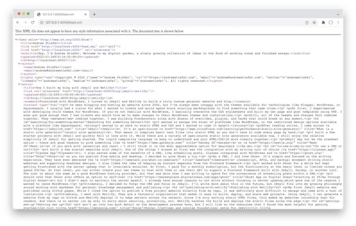 Raw RSS or Atom feed