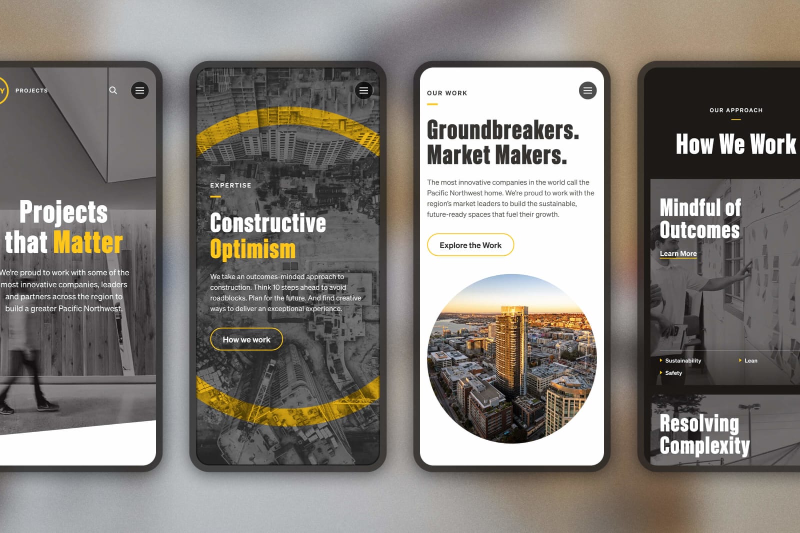 Mobile screenshots of the GLY website