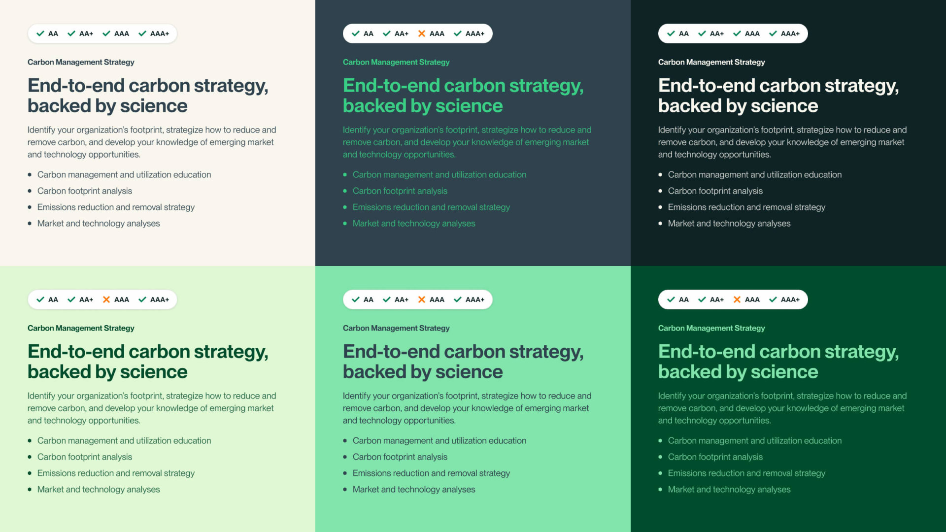 A subset of color token contrast tests