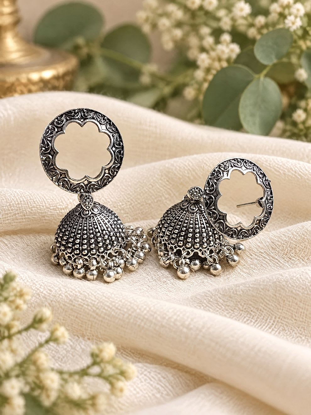Tara Oxidised Jhumkas