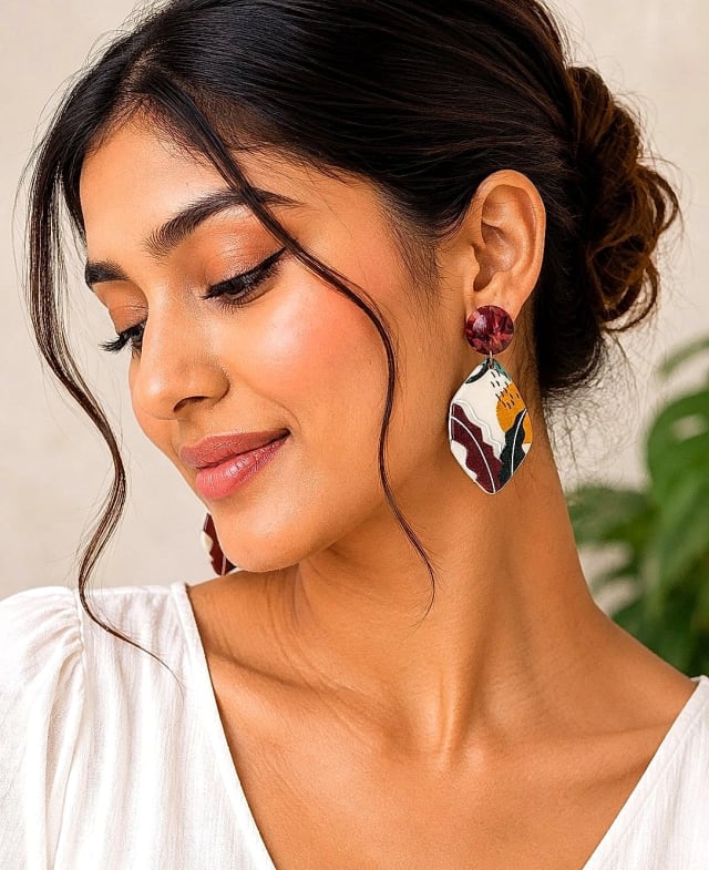 Leah Golden Fashion Earrings - view 3