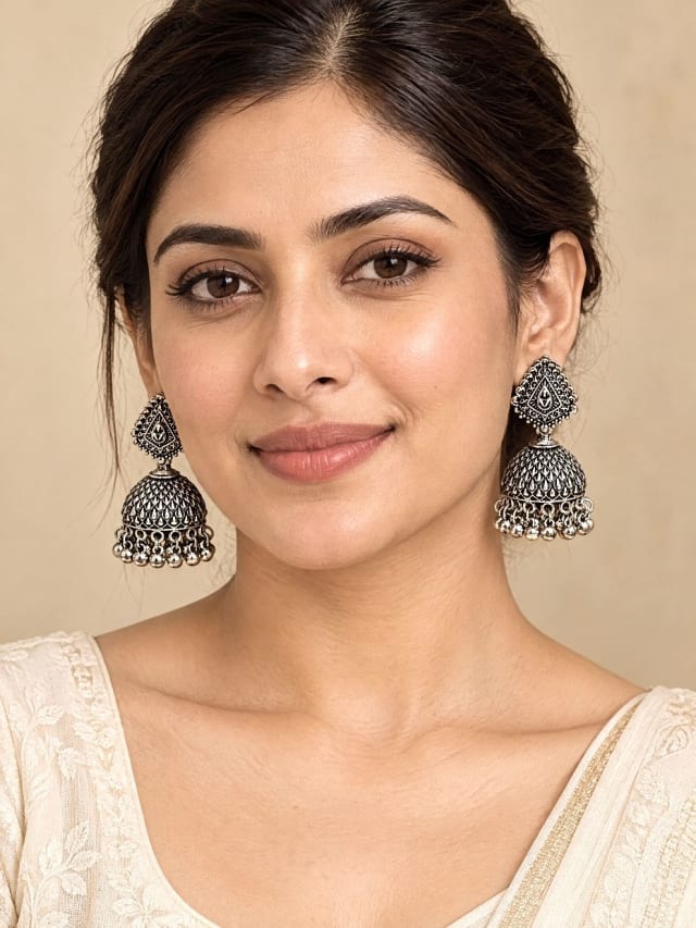 Rhea Oxidised Jhumkas