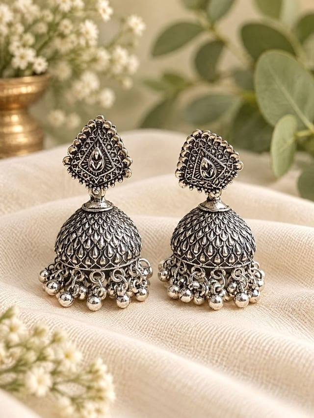 Rhea Oxidised Jhumkas