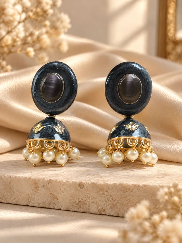 Aanya Turkish Black Jhumkas