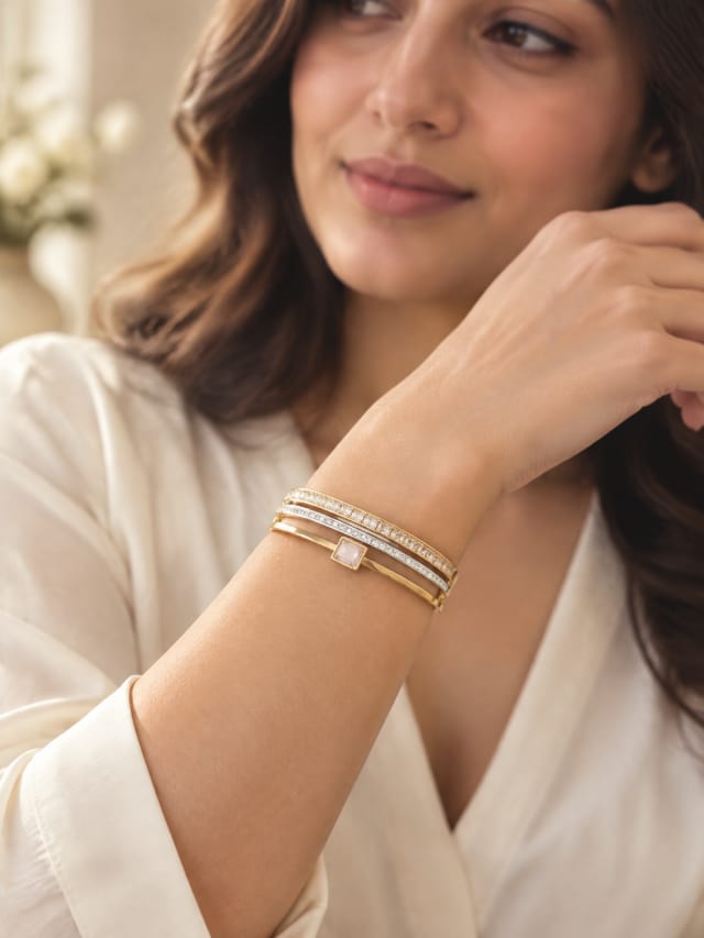 Blush Crystal Triple-Row Bangle