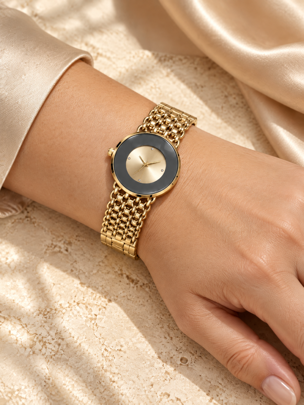 Gold-Tone Mesh Bracelet Watch