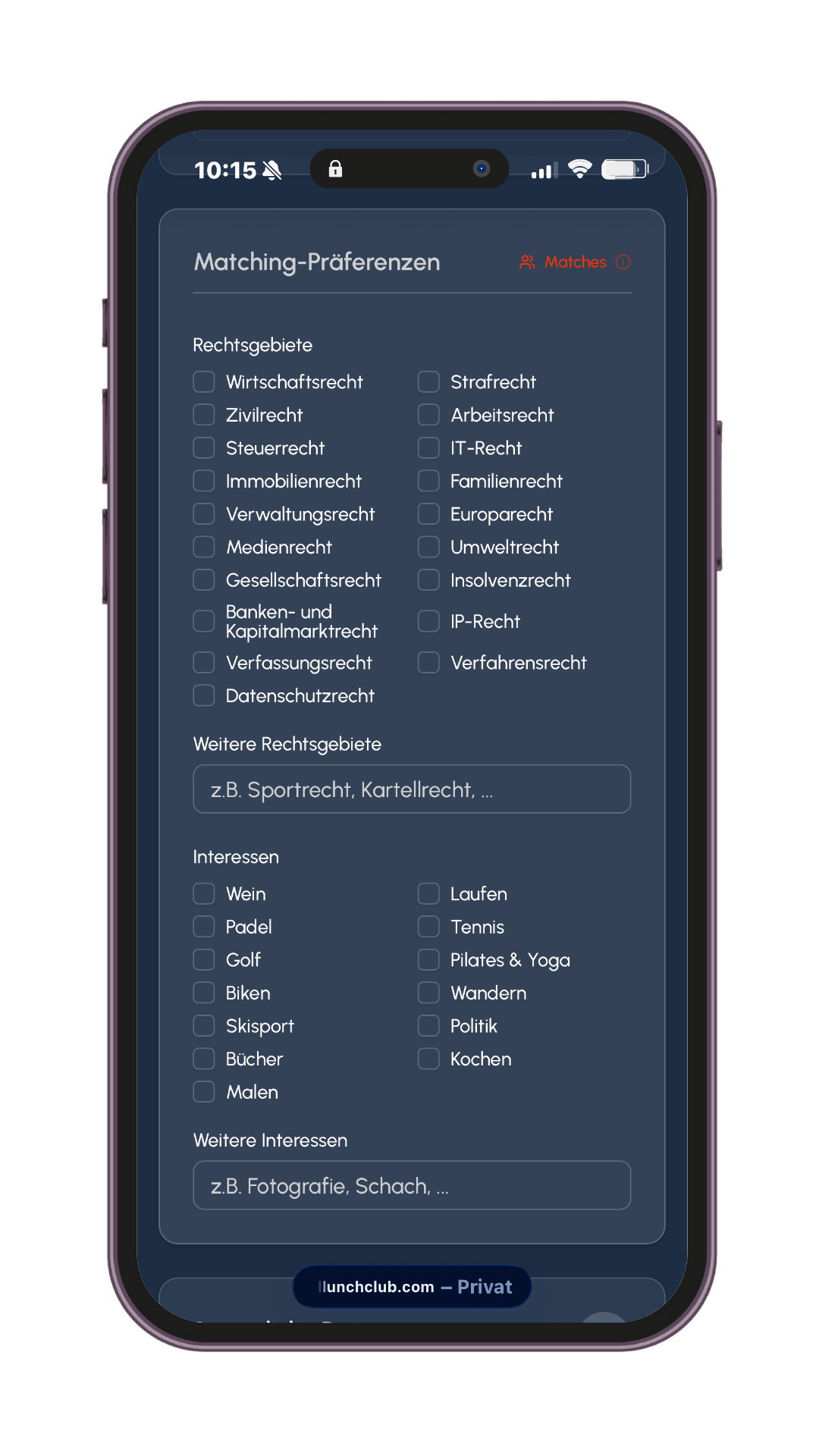 Mock-up Mitgliederbereich