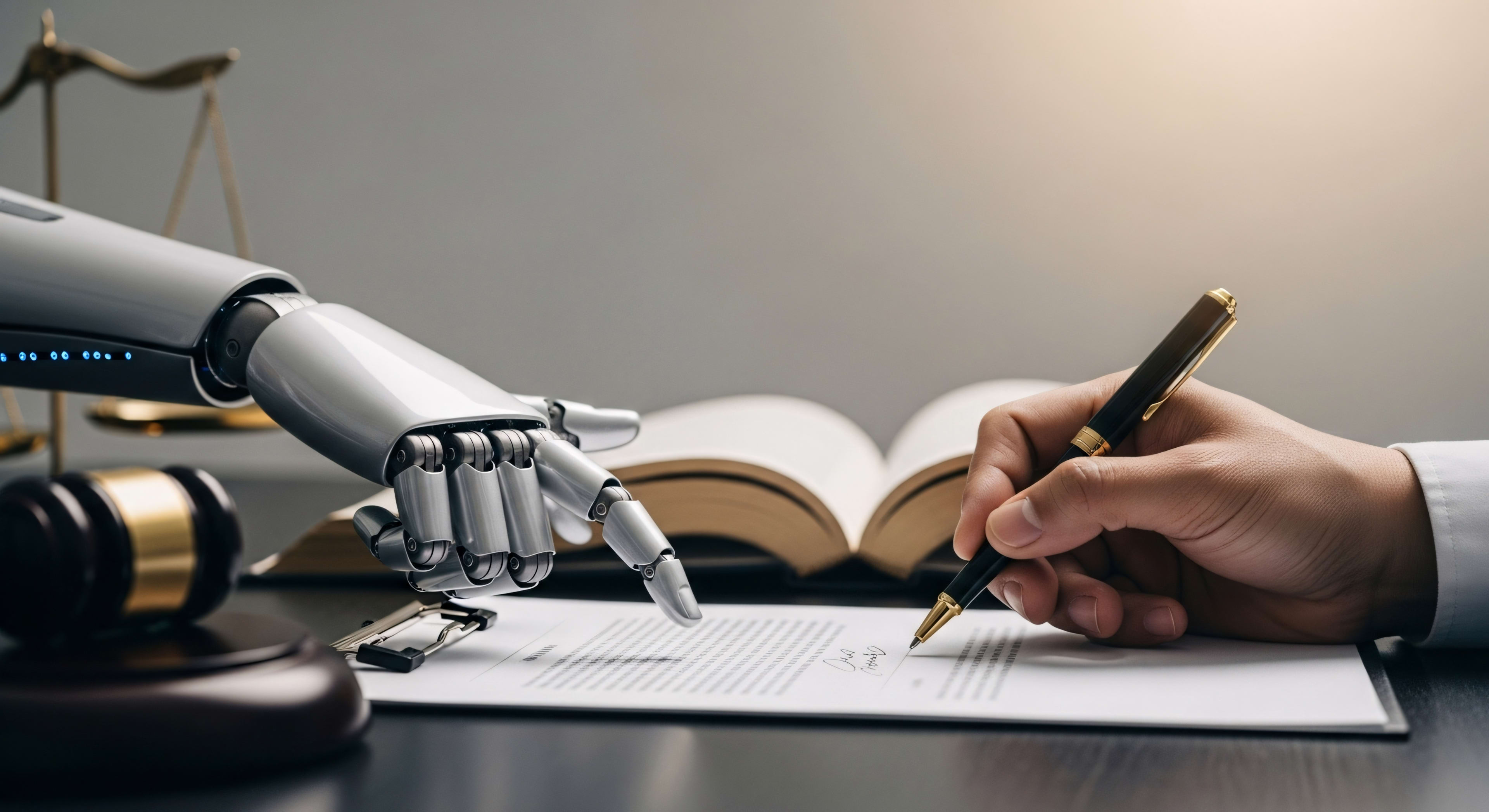 Roboterhand schreibt mit einem Stift