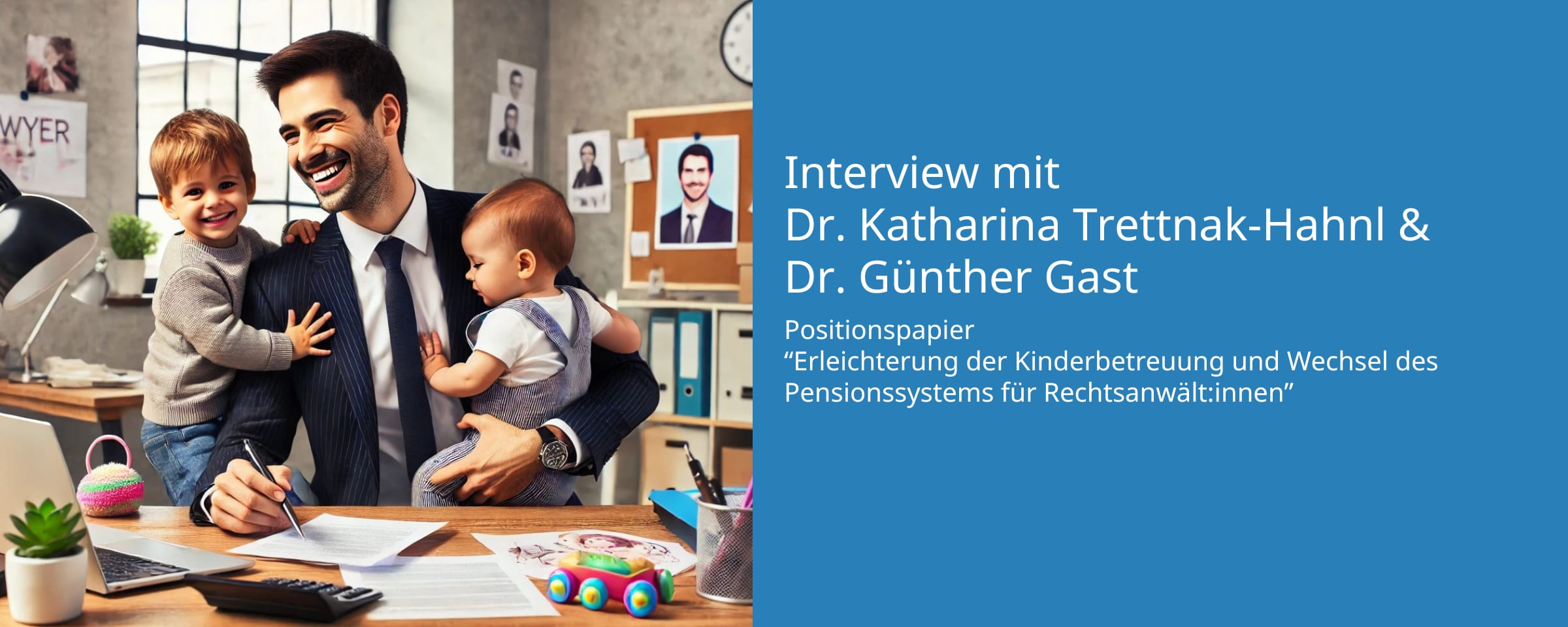 Interview mit Frau Dr. Katharina Trettnak-Hahnl & Herrn Dr. Günther Gast zum Positionspapier "Erleichterung der Kinderbetreuung und Wechsel des Pensionssystems für Rechtsanwält:innen"